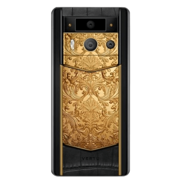 METAVERTU 2nd Generation Luxury Custom Made Gold RadiantBlade Edition with Black Ink Calfskin Phone