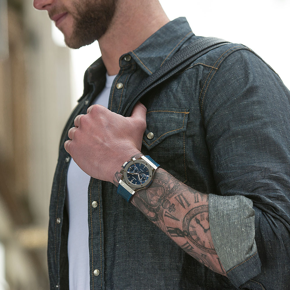 Đồng Hồ Hublot Classic Fusion Blue Chronograph Titanium Blue Dial 5